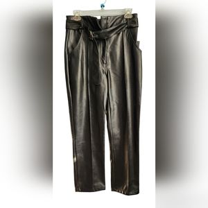 NWT LULU'S women's faux leather high-waisted straight ankle length belted pants
